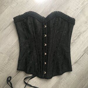 Black Corset with Baroque Print (Size: S or 4, adjustable)